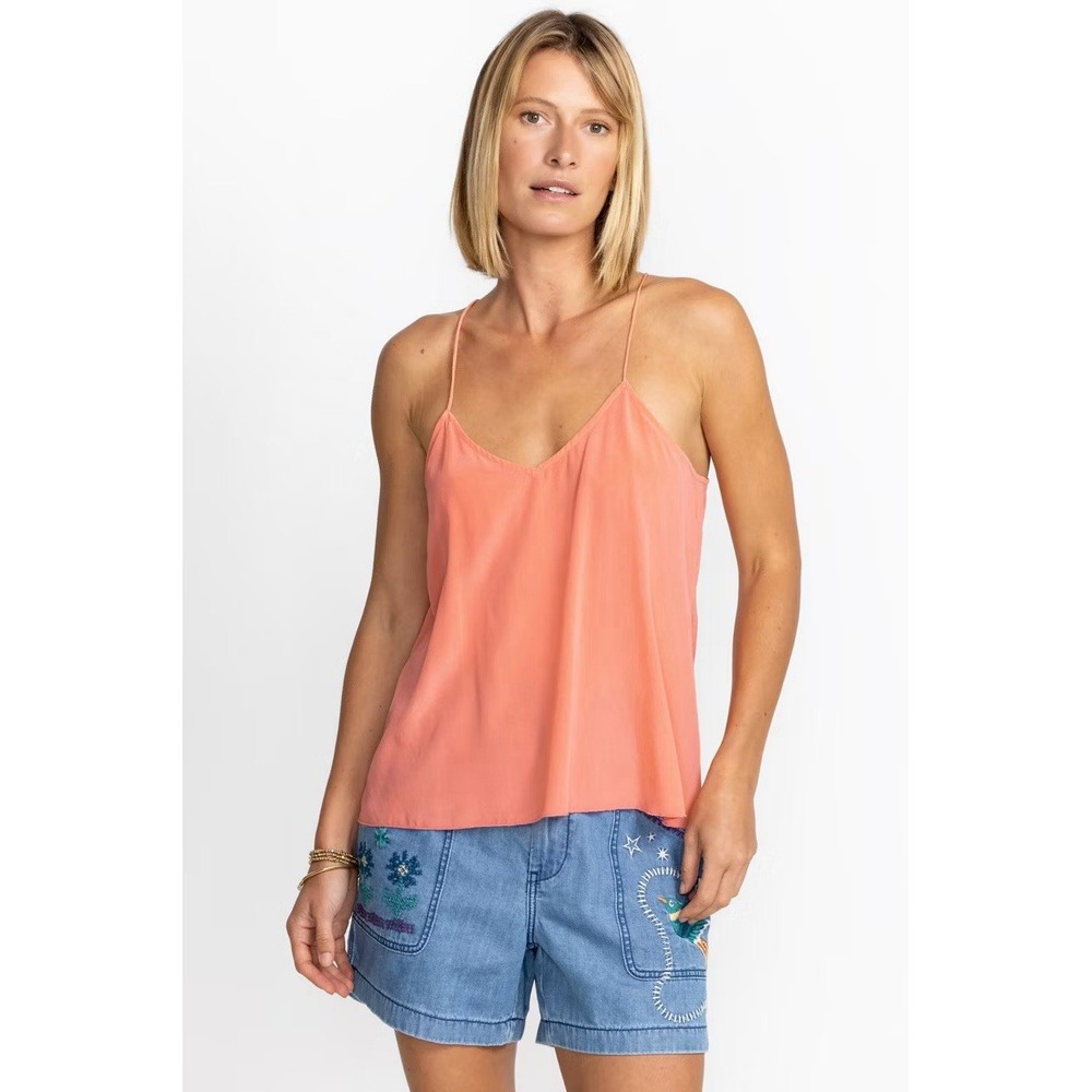 Johnny WAS Silk Blend Edie Cami Camisole Top Tank Coral Blush Staple Medium/M